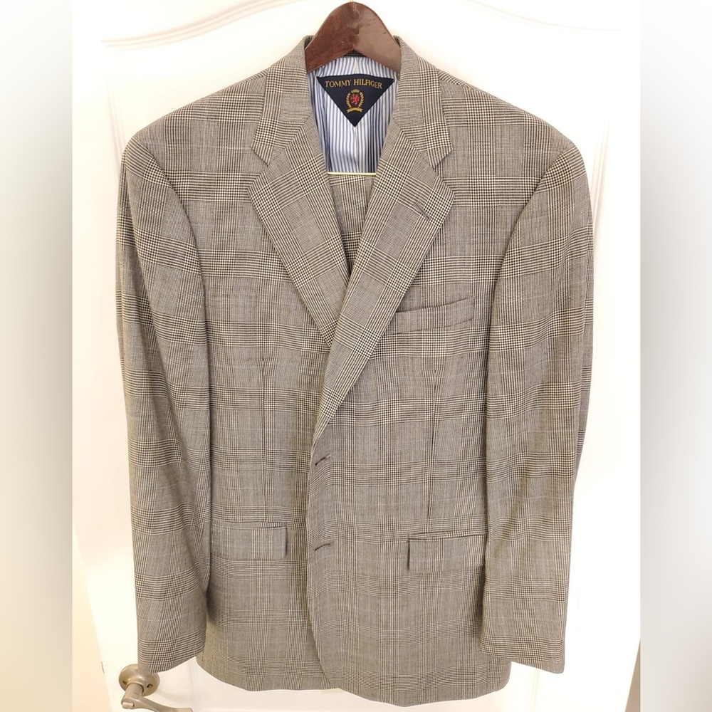 Men’s Tommy Hilfiger Vintage Grey Gray Glen Plaid Suit